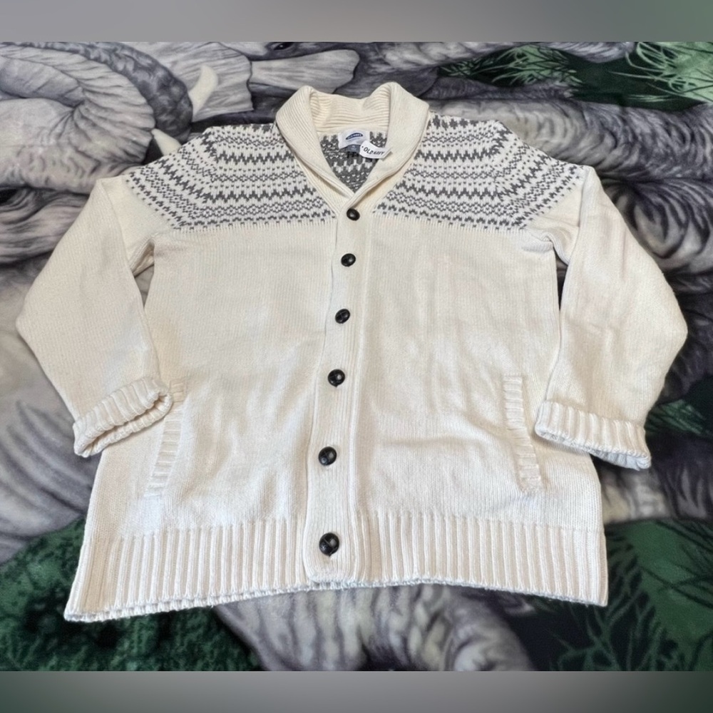 Old Navy  women Cream and Gray Cardigan Sweater Size XL